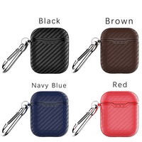 Étui universel en TPU pour écouteurs, avec fermoir en métal et porte-clés, couleur bleu marine, boîte de charge pour iphone
