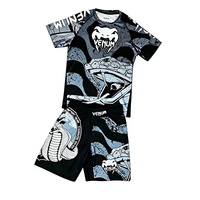 Ensemble d'entraînement Sanda UFC pour hommes et femmes, kit de compression de boxe à séchage rapide, haut à manches courtes, t-shirt, short, équipement de gym, Chine
