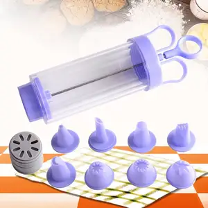 Hot selling Transparent Plastic Nozzles Ice Gun Cookie Cream Piping Syringe Kit Decoration Tips Cookie Press Maker
