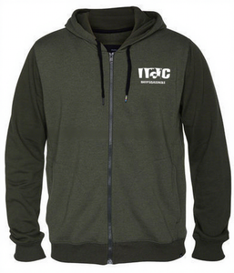 Sweat à capuche zippé en polaire pour homme, noir et gris, saison hivernale, technique de teinture unie polyester/coton - Product Image 1