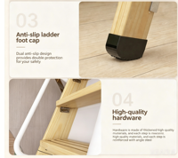 Escalier télescopique escamotable en bois massif pour loft, échelle pliante améliorée pour un accès compact aux entrepôts