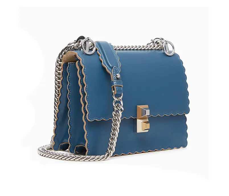 PU leather designer messenger bag high quality gold hardware Guangzhou wholesale long chain women handbag