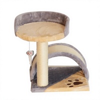 Arbre à chat avec griffoir intégré, structure compacte, résistant à l'usure, en sisal et bois écologique, 2 niveaux, 40 cm