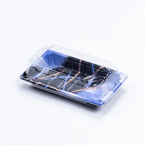 03 15% de réduction sur le set de plateaux à <span class=keywords><strong>sushi</strong></span> jetables japonais en plastique PP noir pour restaurant, vaisselle de fête, plat rectangulaire avec couvercle - Product Image 3