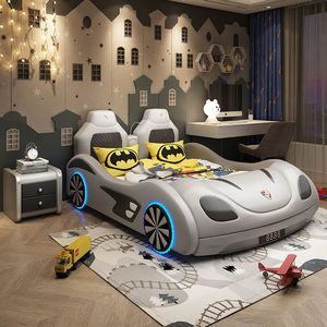 Lit de voiture de sport créatif pour enfants, lit de voiture de course de haute qualité pour chambre de garçons avec roues lumineuses - Product Image 5