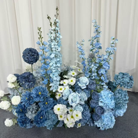 Décoration de mariage élégante, chemin de fleurs artificielles de 50 cm, bleu poussière, rangée de fleurs artificielles, fleurs de mariage pour allée