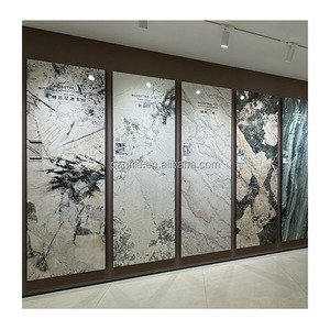 Chất lượng cao gốm đánh bóng tráng men 1200x2400 gạch lát sàn tấm Tường thanh lịch màu Xám Bóng thiêu kết đá tấm cho nhà bếp - Product Image 1