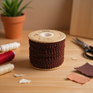 Passamaneria Ilan Pom Pom 1 cm 20 iarde colore caffè per decorazioni artigianali - Product Image 2