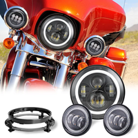 Phares LED 4-7 pouces pour moto Carénage vélo électrique Angel Blue Fog Lamp Phare pour Harley-Davidson