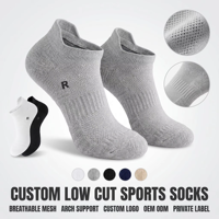 Chaussettes de sport basses en maille respirante avec logo personnalisé, soutien de la voûte plantaire, pour hommes et femmes, course à pied et gym