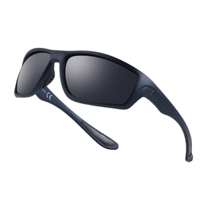 Lunettes de soleil polarisées Sport Wrap pour hommes, cyclisme, moto, gris, bleu, marron, monture PC, verres en résine, marque personnalisée, unisexe - Product Image 1