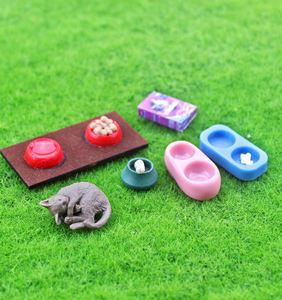 1/6 1/12 Doll House Simulação Miniatura Mini Dog food/ Cat food + bandeja modelo Decoração - Product Image 5