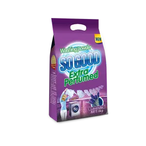 Fábrica al por mayor detergente en polvo lavanda fragante y desechable para lavado a mano precio competitivo detergente para ropa