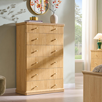 Commode moderne à 7 tiroirs réglables avec structure en acier pour chambre à coucher, 48 pouces de hauteur, chêne naturel