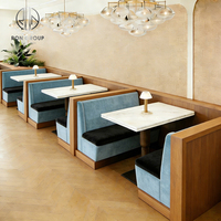 Ensemble de mobilier de café en marbre demi-cercle : table, chaises et banquette pour café-restaurant