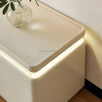 670309 Quanu Ensemble de meuble TV et table basse de bonne qualité avec table basse et meuble TV couleur café clair pour salon moderne et luxueux