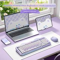 Cute MAO-Profile Lime/Strawberry/Grape Mousse Cake Keycaps Tri-mode Wireless (BT/2.4GHz/Wired) Custom Mechanical Keyboard