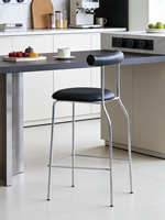Tabouret de bar nordique Egg Roll, chaise de salle à manger moderne et minimaliste pour la maison, avec structure chromée, revêtement en cuir PU/lin, durable et stable
