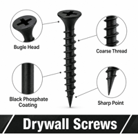 Fine Thread Self Tapping Drywall Screws Black Steel Metal Stud Sharp Point Phillips Drive Wholesale Bulk Drywall Screws