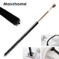 Brosse de nettoyage flexible en fil de bambou pour éviers, tuyaux de trop-plein de machine à laver et baignoires, 33 pouces, pliable