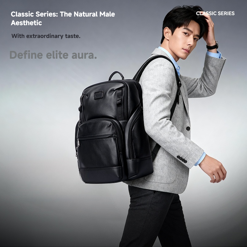 bopai leather backpack BOPAI Luxury Genuine Expendable 15.6 Inch Laptop (US The Official Store Suitable for laptops up to 15.6 inches (not compatible with gaming laptops) BOPai Genuine Leather Backpack for
