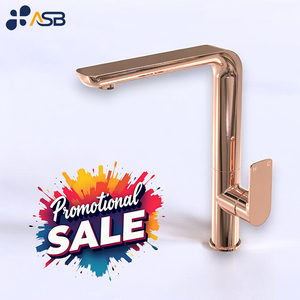 Miscelatore per Lavello <span class=keywords><strong>Bassini</strong></span> Moderno in Rame con Valvola in Ceramica, Design Flessibile, Getto Aerato, Finitura Oro Rosa Spazzolato, Girevole, per Cucina Domestica - Product Image 3