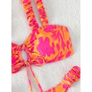New floral print <b>bikini</b>, backless <b>bikini</b>, export style, two-piece high-waisted swimsuit for women. - Product Image 2