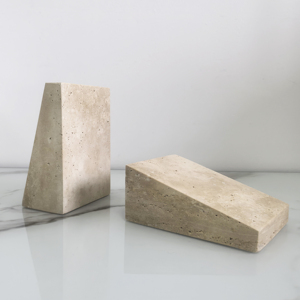 Porte-livres en pierre de travertin faits à la main, style Art déco <span class=keywords><strong>moderne</strong></span>, forme irrégulière, décoration intérieure pour hôtel, maison, salon, anniversaire, Telazzo Custom - Product Image 4