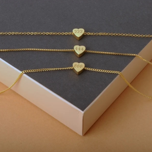 Collar con colgante de corazón pequeño para mujer, joyería de moda, collar con número de Ángel grabado personalizado, 2021, 111, 222, 333, 666, 888, 999 - Product Image 4