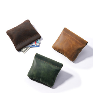 กระเป๋าใส่เหรียญหนังวินเทจลาย Crazy Horse พร้อมกรอบโลหะ กระเป๋าใส่เครื่องประดับหนังทำมือพร้อมตัวล็อคแบบ Kiss Lock กระเป๋าใส่เหรียญขนาดเล็ก - Product Image 2