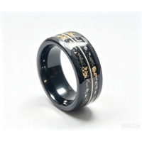 Vente directe d'usine, bague en acier tungstène martelé de 8 mm, incrustation d'opale et de carbure de tungstène, bague de mode pour homme