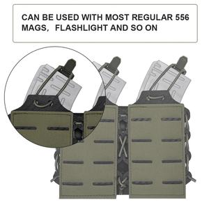 Nouvelle pochette tactique Sinairsoft pour chargeurs 5.56/7.62, double compartiment, ouverture supérieure, compatible Molle, découpe laser, pour chargeurs et étuis - Product Image 3
