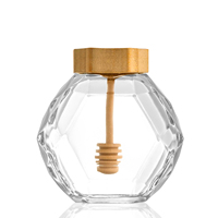 Pot de miel vide recyclable 200ml 400ml 750ml ménage doux miel liquide clair rond en verre avec couvercles