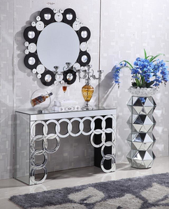 Espejos Mesas De Centro Classic Mirrored Furniture Vanity Entryway Silver <strong>Console</strong> <strong>Sofa</strong> <strong>Table</strong> with Mirror Set - Product Image 4