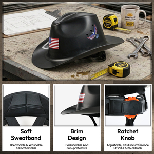 <span class=keywords><strong>Casque</strong></span> de sécurité style cowboy à large bord, <span class=keywords><strong>casque</strong></span> de chantier léger avec mentonnière pour travaux extérieurs et sécurité industrielle - Product Image 5