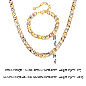 High-end Eco-friendly Copper <b>Necklace</b> and Bracelet Set Three-color Gold Plated Minimalist Daily Versatile Jewelry Set for Women - Product Image 2