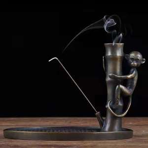 Brass Monkey Incense Holder Bronze Copper Hand Made Zen Style Indoor Incense Burner Gift For Office Therapeutic Use - Product Image 1