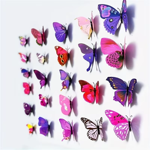 Autocollant mural <span class=keywords><strong>en</strong></span> PVC 3D coloré <span class=keywords><strong>en</strong></span> forme de papillon, écologique, imperméable, réutilisable, décoration de fête d'anniversaire, style Art Déco, papillons - Product Image 2