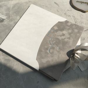 Personalized Silver Foil Monogram Gray Velvet Folio Faire <strong>Part</strong> De Mariage De Luxe Wedding Invitation Suite Gold Mirror Acrylic - Product Image 6