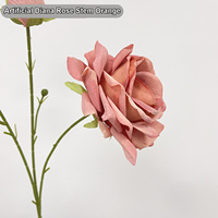 Vente en gros de tiges de roses artificielles Diana de 73 cm, couleur orange corail, toucher réaliste, fausses roses pour bouquet de mariage, décoration de vase à domicile
