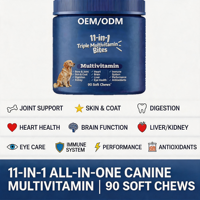Suplemento Masticable Multivitamínico 11 en 1 para Perros, Apoyo para Articulaciones, Corazón e Inmunidad, Antioxidantes, Mejora del Rendimiento, Alto Contenido Proteico
