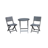 Ensemble bistrot compact pliable d'extérieur du Vietnam avec chaises en rotin PE tressé et table en métal pour balcon et terrasse
