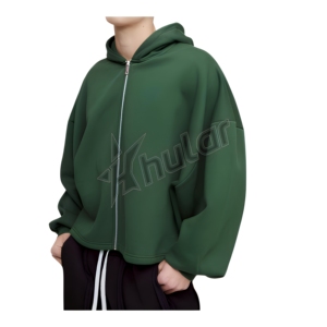Custom Logo Eco-Friendly Fleece Oversized <b>Long</b> Sleeve Cropped <b>Hoodie</b> for Men 350 GSM Streetwear - Product Image 1