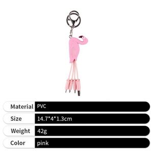 สายชาร์จเร็วแบบพวงกุญแจ 4-in-1 ลายการ์ตูนฟลามิงโกสีชมพูแบบกำหนดเองได้ - Product Image 6