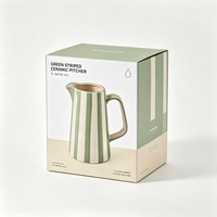 Carafe à eau en céramique à rayures verticales vertes de style scandinave moderne, pichet élégant en porcelaine émaillée à la main pour hôtels, cafés et vente en gros