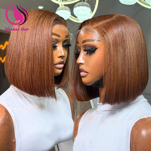 Pelucas de Cabello Humano Indio Virgen, Peluca Lisa con Reflejos, Peluca de Encaje Frontal 13x4 sin Pegamento, Pelucas de Encaje Completo HD para Mujer - Product Image 4
