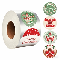 Rouleau d'autocollants de Noël avec impression de logo personnalisé Autocollants de Joyeuses Fêtes Étiquette en papier auto-adhésif