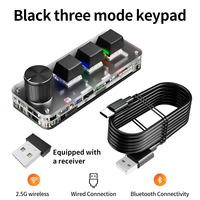 Teclado BT Personalizable de 3 Teclas 2.4G con Perilla Macro, Tecla de Atajo para Copiar y Pegar, Mini Teclado Mecánico para Juegos E-sports, Conexión Hot Plug