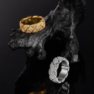 Europeo americano da uomo in <span class=keywords><strong>argento</strong></span> <span class=keywords><strong>925</strong></span> <span class=keywords><strong>e</strong></span> oro 18K placcato alta gioielleria piena Moissanite anello di nozze da indossare ogni giorno anello di nozze - Product Image 3