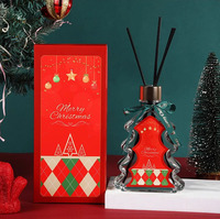 Arbre de Noël de luxe personnalisé bouteille en verre roseau diffuseur coffret cadeau décoration de Noël avec huiles essentielles